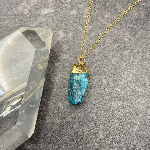 Raw Blue Apatite Necklace