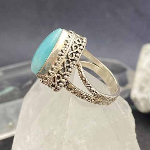 Amazonite Triangle with filagree Ring