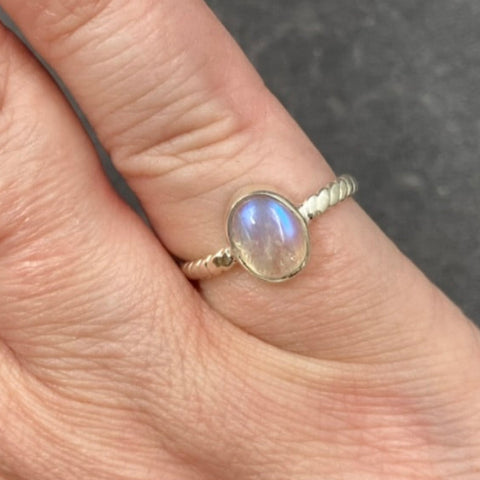 Dainty Rainbow Moonstone Ring