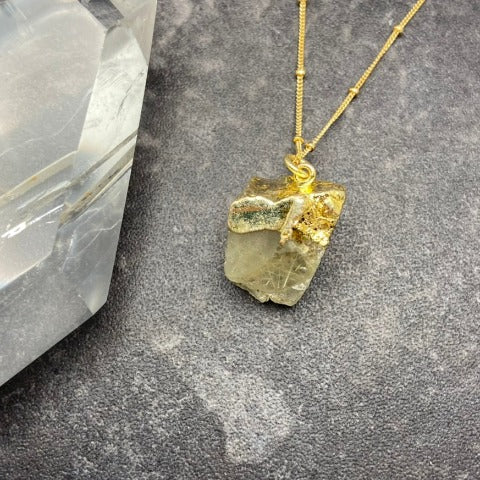 Raw Gold Rutilated Quartz Necklace