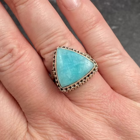 Amazonite Triangle with filagree Ring