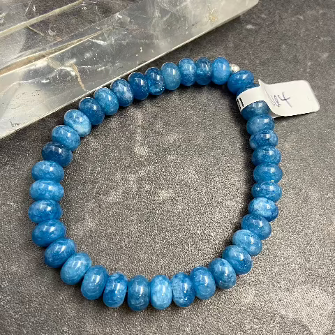 Blue Crystal Quartz Rondelle Stretch Bracelet