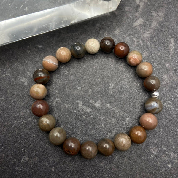 Petrified Wood Crystal Stretch Bracelet