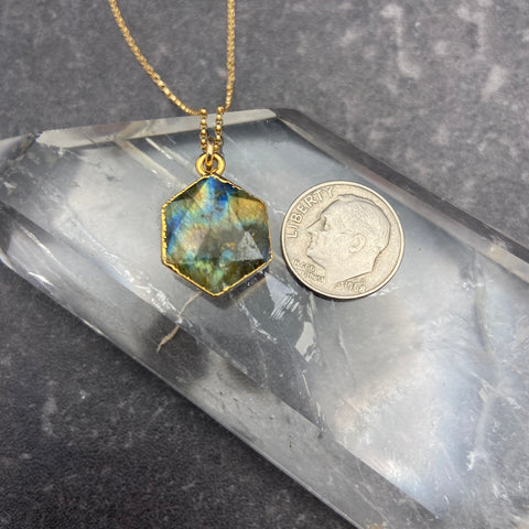 Labradorite Gold Leaf Necklace