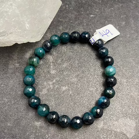 Teal Agate Crystal Stretch Bracelet