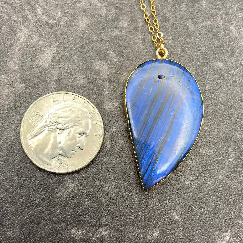 Labradorite Large Pointed Teardrop Necklace