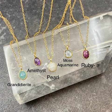 Gold Rose-Cut Dainty Crystal Necklaces