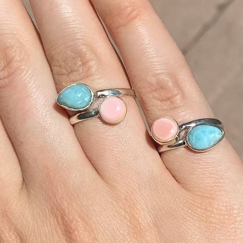 Larimar & Pink Opal Ring