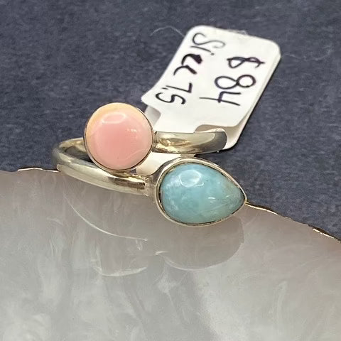 Larimar & Pink Opal Ring