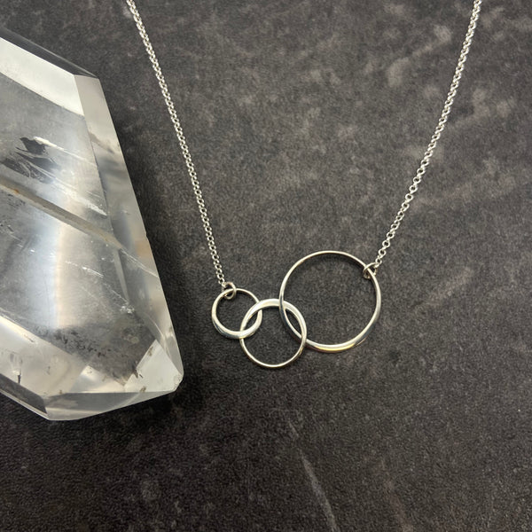 Sterling Silver Interlocking Rings Necklace - 2, 3, 4, or 5 links