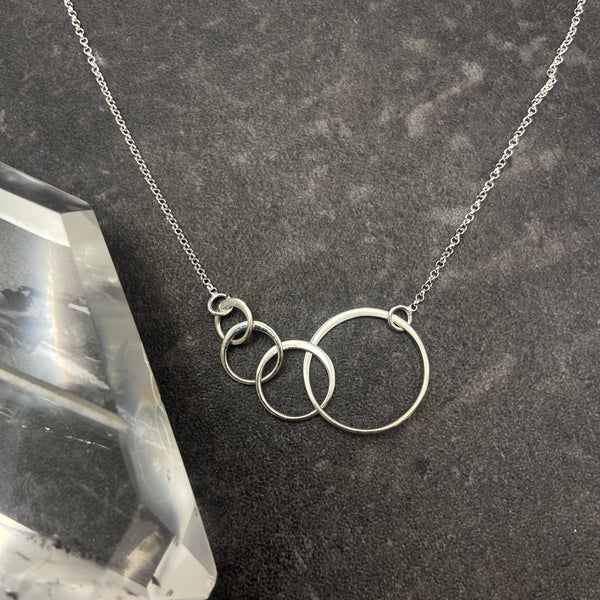 Sterling Silver Interlocking Rings Necklace - 2, 3, 4, or 5 links