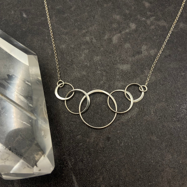 Sterling Silver Interlocking Rings Necklace - 2, 3, 4, or 5 links