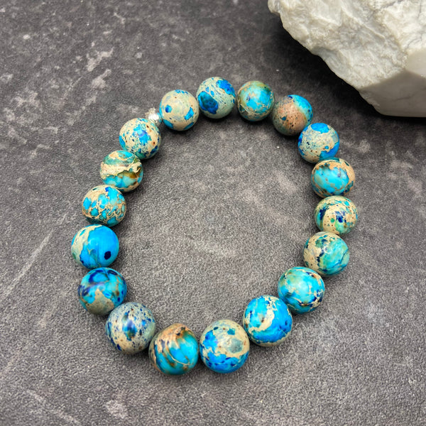 Blue Sea Sediment Jasper Crystal Bracelet