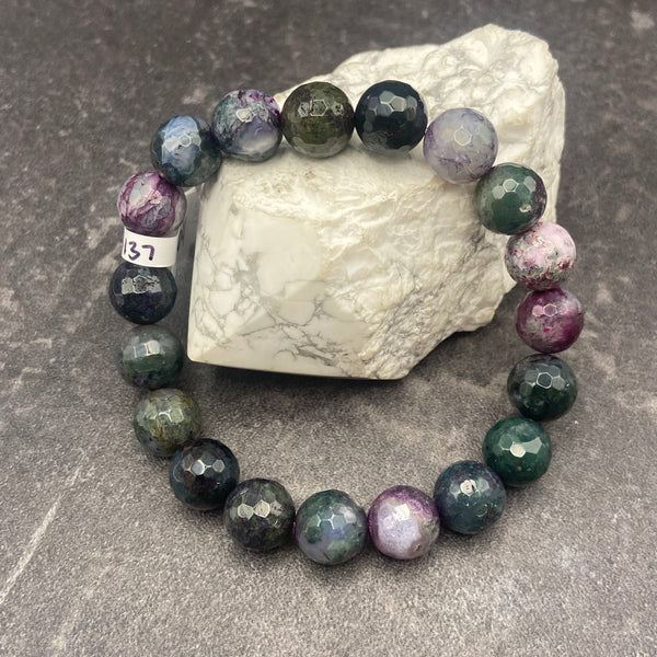 Purple and Green Jasper Crystal Stretch Bracelet