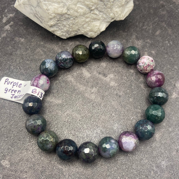Purple and Green Jasper Crystal Stretch Bracelet