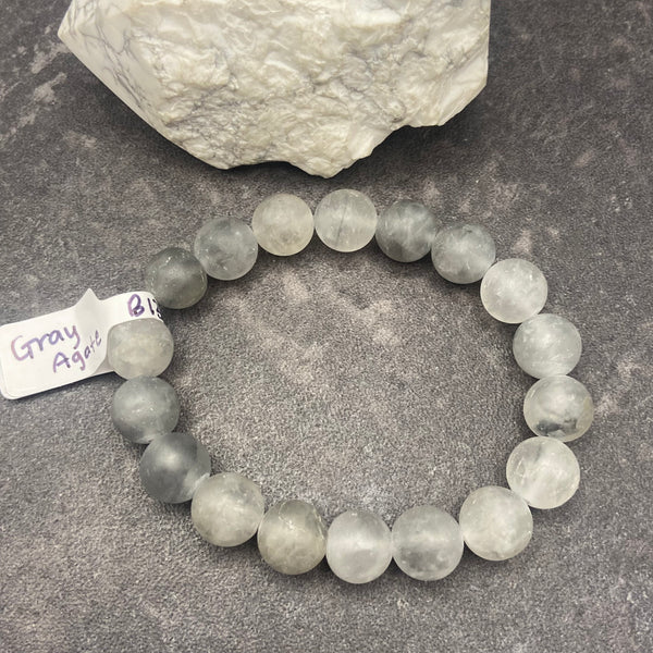 Gray Agate Crystal Bracelet