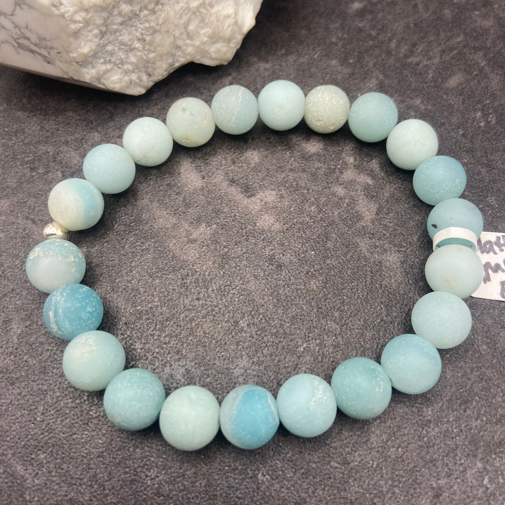 Amazonite Matte  Crystal Stretch Bracelet