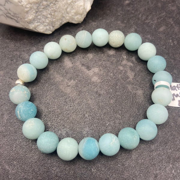 Amazonite Matte  Crystal Stretch Bracelet