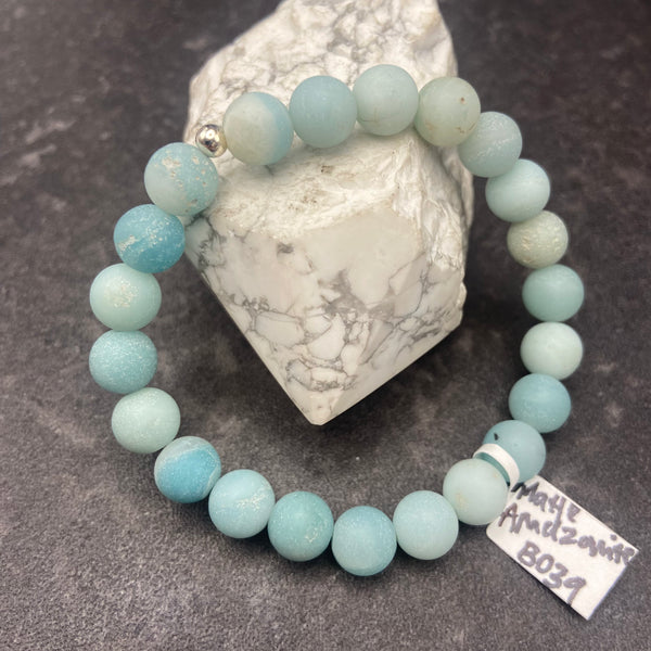 Amazonite Matte  Crystal Stretch Bracelet