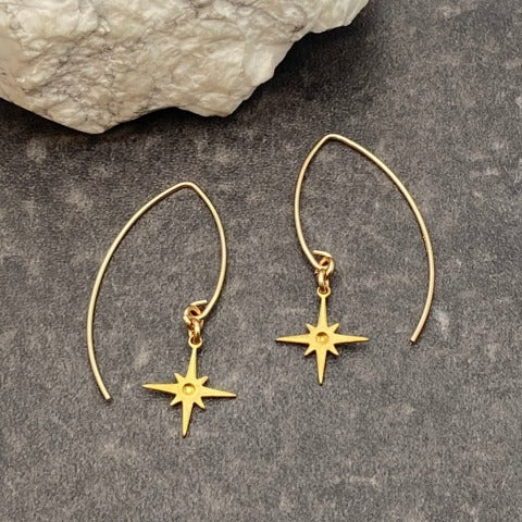 Brass North Star Earrings