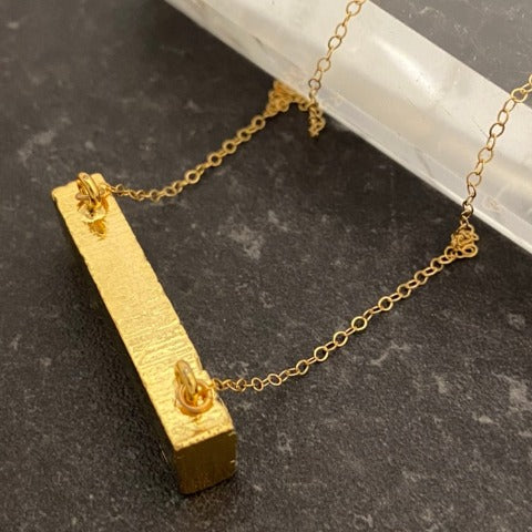 Labradorite Gold Bar Necklace