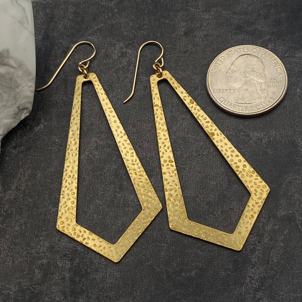 Gold Hammered Diamond Earrings