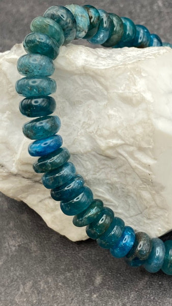 Blue Apatite Rondelle Stretch Bracelet