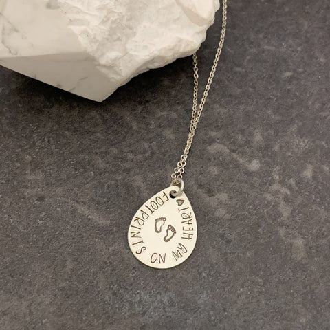 Footprints on My Heart Necklace