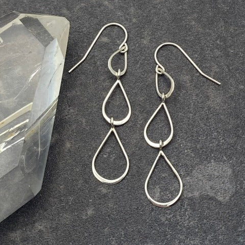 Silver Cascading Teardrop Earrings