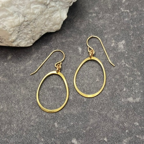 Brass Oblong Oval Earrings
