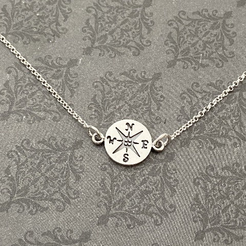 Compass Charm in Sterling Chain