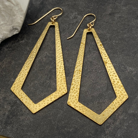 Gold Hammered Diamond Earrings