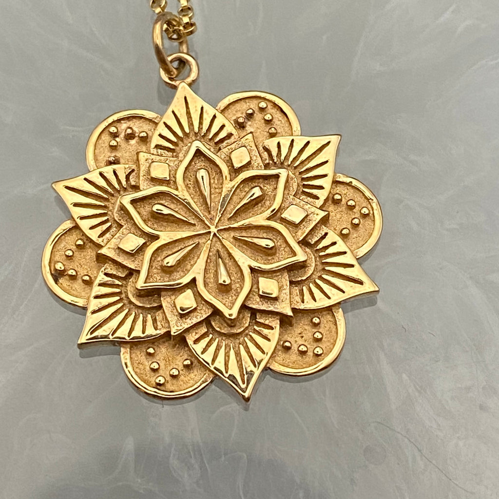 Gold Lotus Mandala Necklace