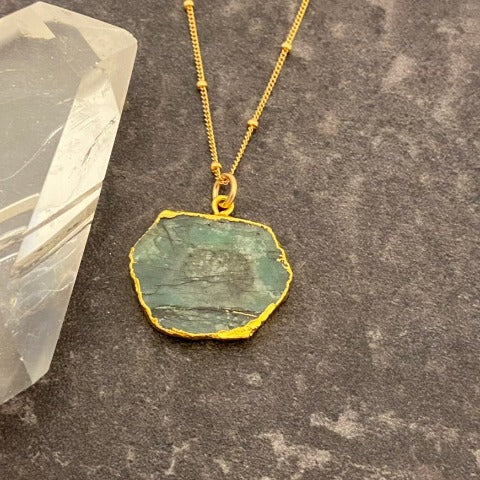 Gold Leaf Emerald Necklace