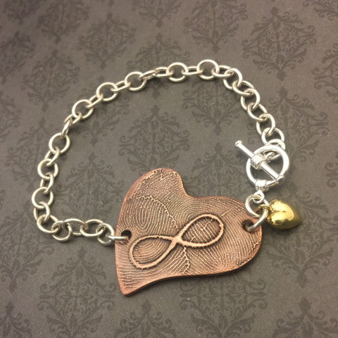 Copper Asymmetrical Infinity Heart Fingerprint Bracelet