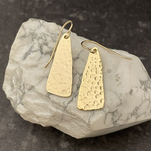 Hammered Brass Wedge Earrings