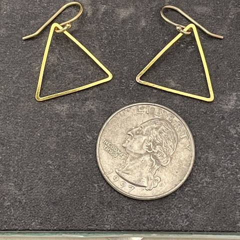 Geometric Brass Triangle Earrings