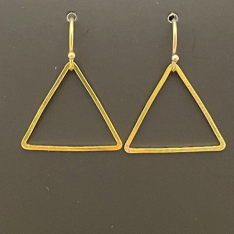 Geometric Brass Triangle Earrings