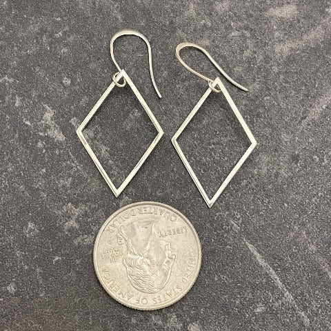 Sterling Silver Diamond-Shaped Earrings