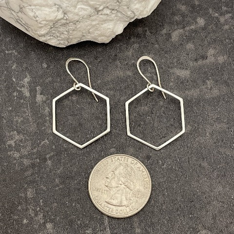 Hexagon Sterling Silver Earrings