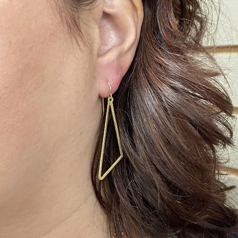 Brass Asymmetrical Triangle Earrings
