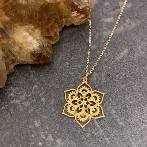 Gold Lotus Mandala Necklace