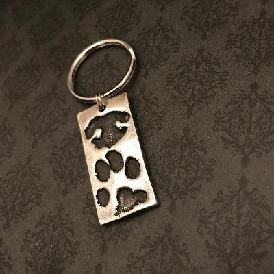 Rectangle Pet Paw Print Keychain