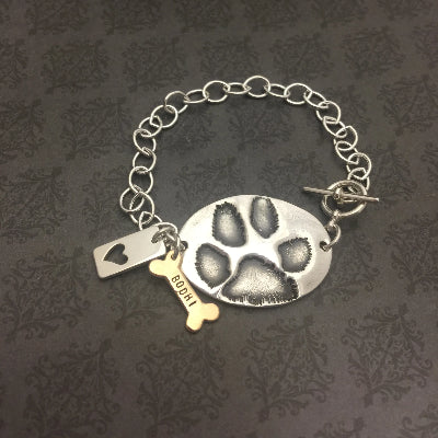 Oval Pet Paw Print Bracelet