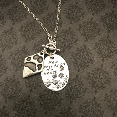 Paw Prints on my Heart Pet Print Necklace