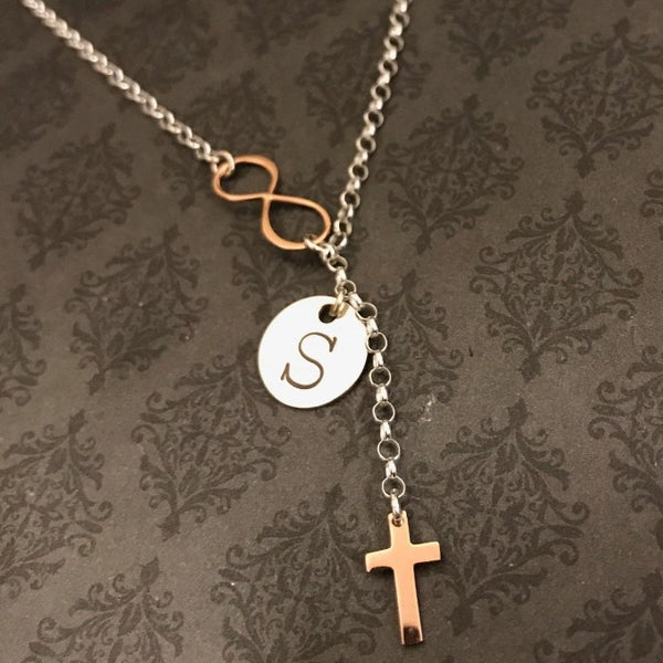 Infinity Necklace with Rose Gold Accents