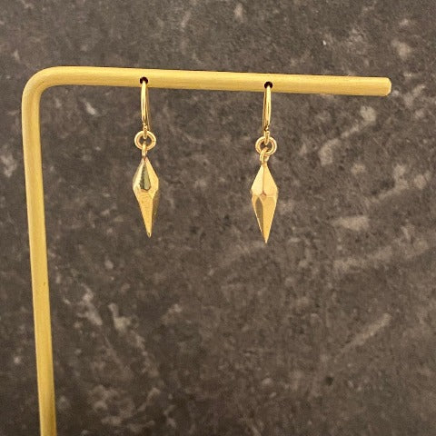 Mini Gold Faceted Diamond Drop Earrings