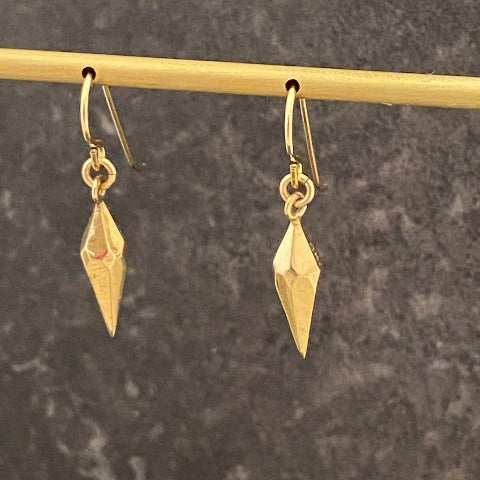 Mini Gold Faceted Diamond Drop Earrings