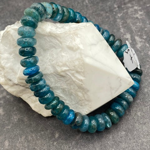 Blue Apatite Rondelle Stretch Bracelet