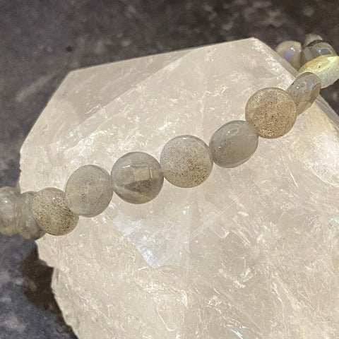 Coin Labradorite Crystal Stretch Bracelet